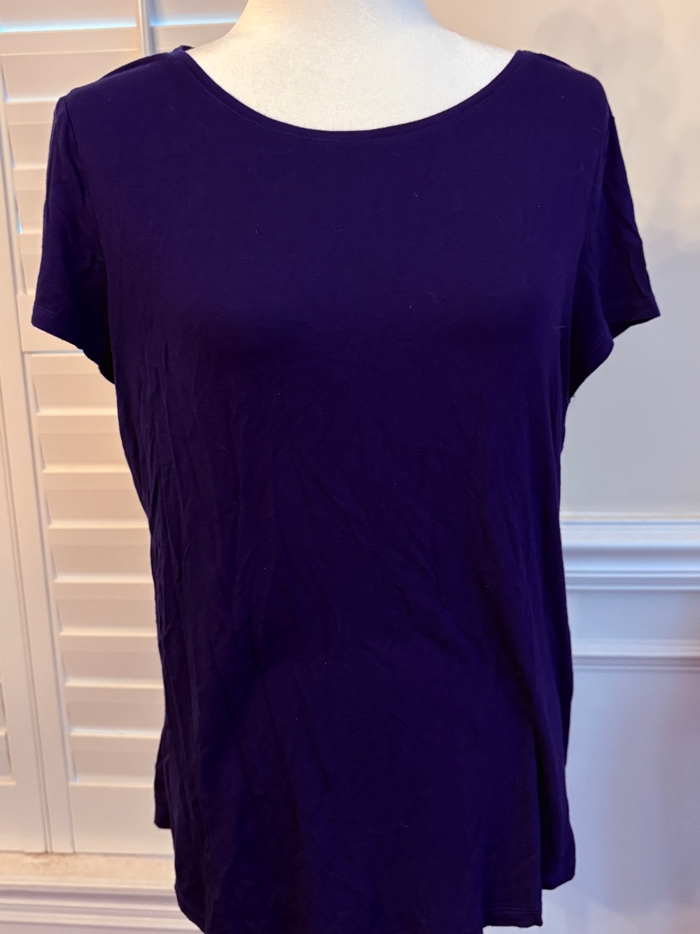 WHBM Women's Short Sleeve Crewneck Top - Deep Purple